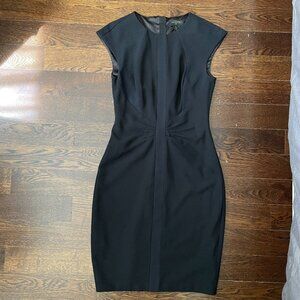 Ted Baker Black Sheath Cocktail Dress Cap Sleeve-Size 4